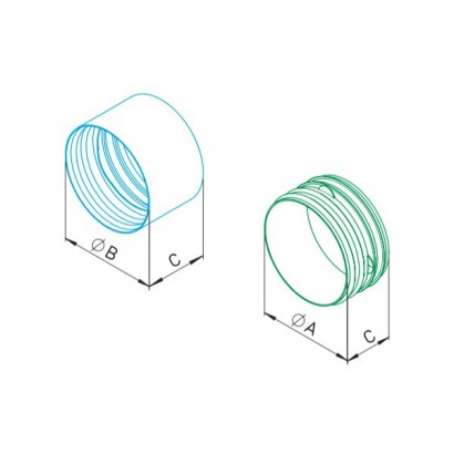 Raccord male ou femelle Ø 125, 160, 180 ou 200 mm - Série IsoPipe IP-IV [- Conduits VMC double flux - HELIOS]