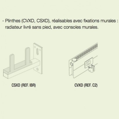 Option "Fixation murale" pour radiateurs CVXD et CLXD (Radiateur livré sans pieds) [- Option de fabrication - ACOVA]