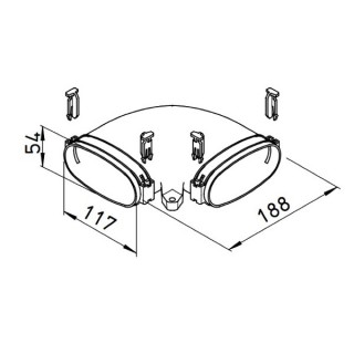 Coude horizontal pour conduit plat FlexPipe - FRS-BH 51 [- Conduits et accessoires VMC en PE-HD - Réseau FlexPipe - Helios]