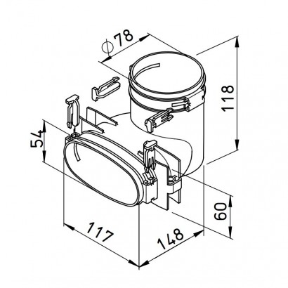 Raccord mixte vertical - FRS-UV 51-75 [- Conduits et accessoires VMC en PE-HD - Réseau FlexPipe - Helios]