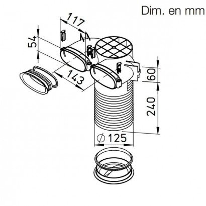 Plénum terminal coudé pour conduits plats 51 mm [- FRS-DKV 2-51/125 - Réseau FlexPipe - Helios]