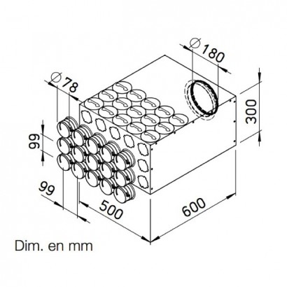 Collecteur intermédiaire 15 piquages pour conduits Ø 75 mm [- FRS-VK 15-75/180 - Réseau FlexPipe - Helios]