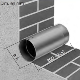 Manchon mural télescopique sans grille pour MiniVent et HelioVent [- accessoire VMC - HELIOS]