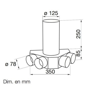 Plénum coudé DN 125 4 piquages (Cuisine) [- FRS-DKV 4-75/125 - Réseau FlexPipe - Helios]