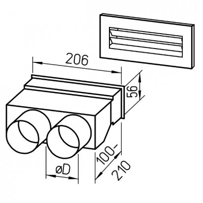 Kit plénum mural droit [- FRS-WDS 2-63 et 2-75 - Réseau FlexPipe - Helios]