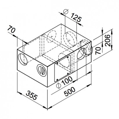 Collecteur mixte, soufflage à gauche (RP-KVK 3-100/125 L) [- Conduits VMC apparents - Réseau RenoPipe - Helios]