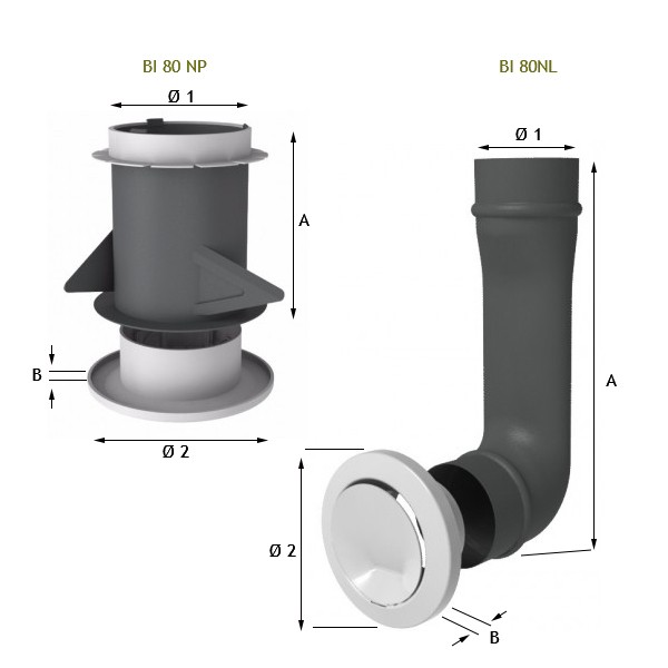 Bouche d'extraction VMC WC avec piquage - Diamètre : 80 mm - Débit : 5 m³/h  - blanc - atlantic