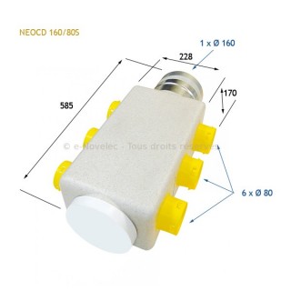 Caisson collecteur d'insufflation NEOCD 160/80 S - sans régulateurs [- Répartiteur VMC - Atlantic]