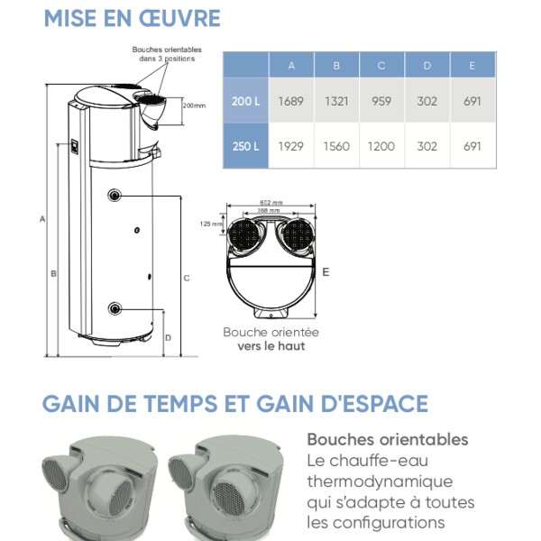 Ballon Thermodynamique Atlantic - CALYPSO CONNECTÉ SOCLE - 200 Litres