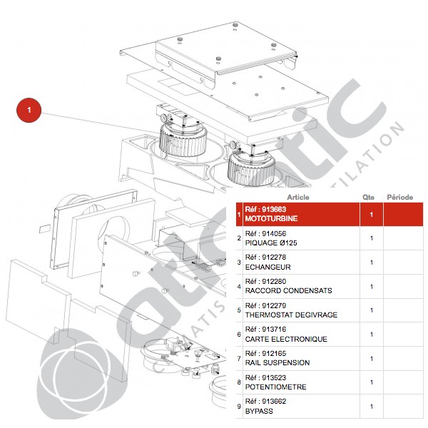 Mototurbine pour VMC DUOLIX BOX (412136) - pièce détachée VMC double flux -  Atlantic