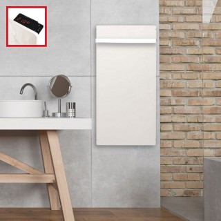 Sèche-serviettes Touch Silicium - BLANC QUARTZ avec barre inox [- Radiateur Inertie Minéral - VALDEROMA]