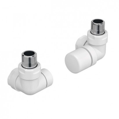 Pack robinetterie équerre d'angle pour radiateur sèche-serviette - robinet à droite - Blanc [- ACOVA]