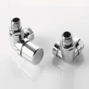 Pack robinetterie équerre d'angle pour radiateur sèche-serviette - robinet à gauche (thermostatisable) - Chromé [- ACOVA]