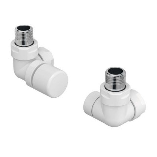 Pack robinetterie équerre d'angle pour radiateur sèche-serviette - robinet à gauche (thermostatisable) - Blanc [- ACOVA]