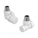 Pack robinetterie équerre d'angle pour radiateur - robinet à gauche (thermostatisable) - Blanc [- ACOVA]
