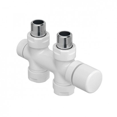 Pack robinetterie thermostatisable en H droit - Blanc [- Monotube / Bitube Entraxe 50 mm - ACOVA]