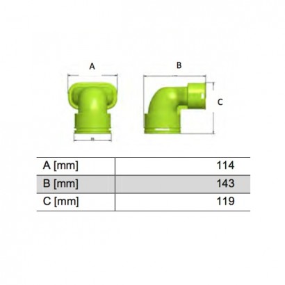 Connecteur à 90° gaine Ø 75 mm vers gaine 50x100 [- Conduits et accessoires VMC en PEHD - Brink]