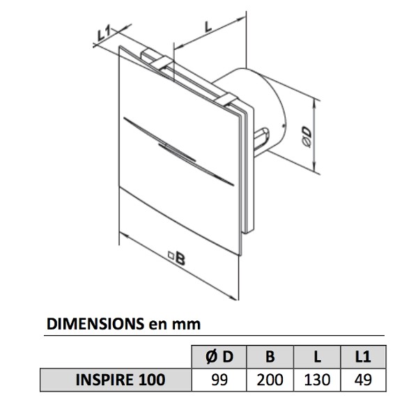 Extracteur d'air manuel DESIGN 100 avec sonde d'humidité blanc 