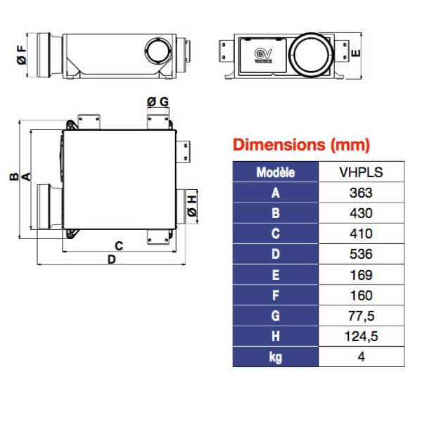 Kit AUTOCOSY iH [- VMC + 5 bouches Line - VMC Simple flux