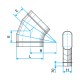 Coude horizontal 45° - CHO [- Réseaux galva rigides - Oblongs - ALDES]