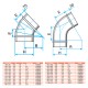 Coude vertical 45° - CVO [- Réseaux galva rigides - Oblongs - ALDES]