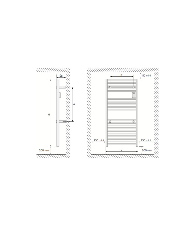 850185 - Sèche serviettes électrique Atlantic Doris 750W Noir Mat