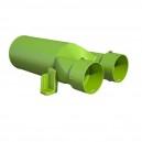 Té de raccordement droit 2x Ø 75 (Ø 90 possible) pour bouche ronde Ø 125 [- Conduits et accessoires VMC en PEHD - Brink]