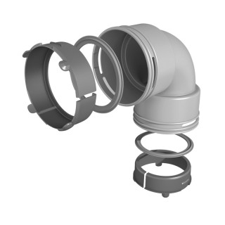 Coude 90° circulaire avec joints - Ø ext. 75 ou 90 mm [- Conduits et accessoires VMC en PEHD - Réseau Profi-air - Vortice]