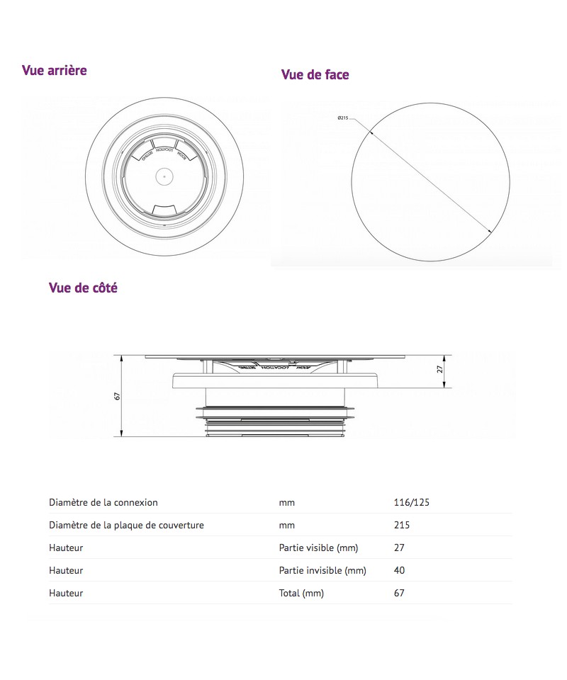 Bouche de ventilation rectangulaire . design, réglable et ronde - DN125