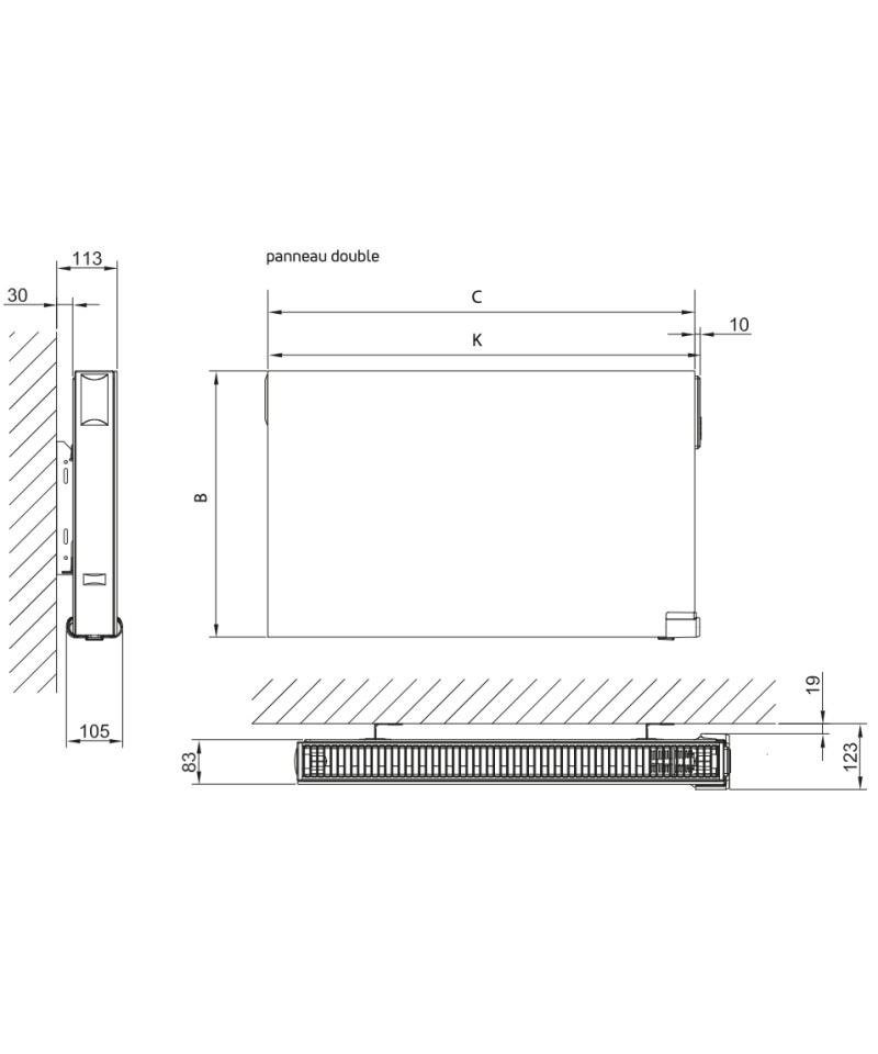 Radiateur électrique inertie fluide YALI DIGITAL PLUS PLINTHE 1500W -  FINIMETAL 3903152