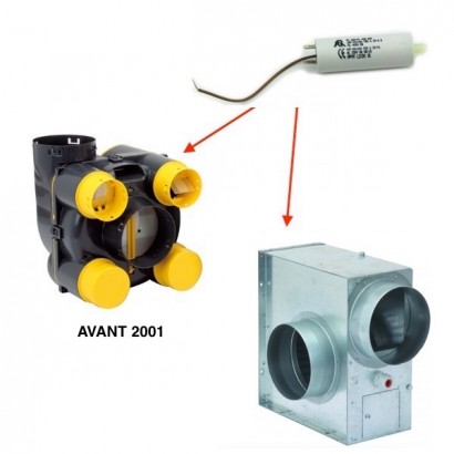 Condensateur 2/4 mF pour EOLIX ref 412600, 412650 (avant 2001) GEF 350 GD et VCM 350 [- pièce détachée Atlantic - Non repris]