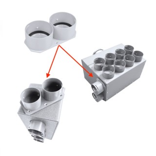 Plaque connecteur pour caisson Easy Renov Eco - 2 x DN 75 ou 90 [- Répartiteurs VMC en PEHD - Brink]