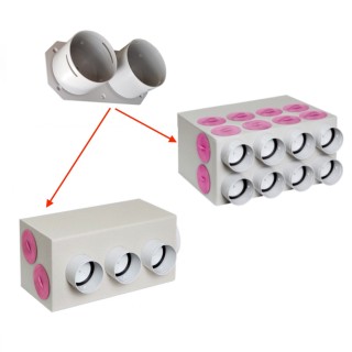 Plaque connecteur pour caisson Easy Renov Plus - 2 x Ø 75 ou 90 [- Répartiteurs VMC en PEHD - Brink]