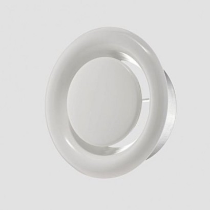 Bouche extraction ronde métal Ø 125 blanche (RAL9010) Réglable + Colerette [- bouches VMC à débit réglable - Brink]