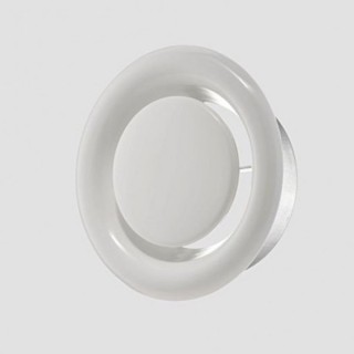Bouche extraction ronde métal Ø 125 blanche (RAL9010) Réglable + Colerette [- bouches VMC à débit réglable - Brink]