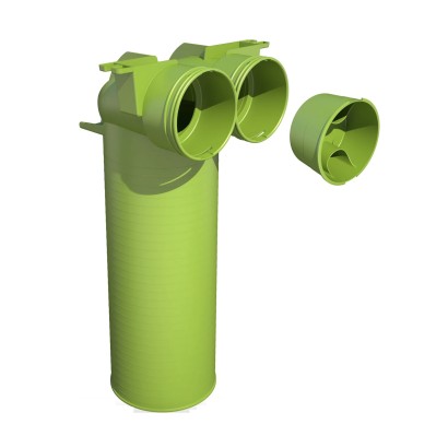 Manchettte coudée pour 2 conduits OPTIFLEX PRO DN 90 et une bouche D125 [- Conduits Polyéthylène - Aldès]