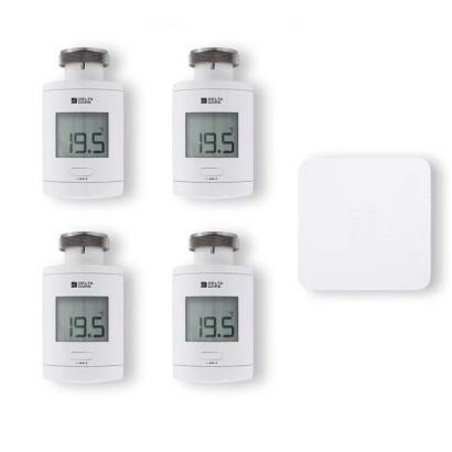 Pack starter TRV 1.0 connecté 4 têtes thermostatiques intelligentes [- Tête thermostatique intelligente - Delta Dore]