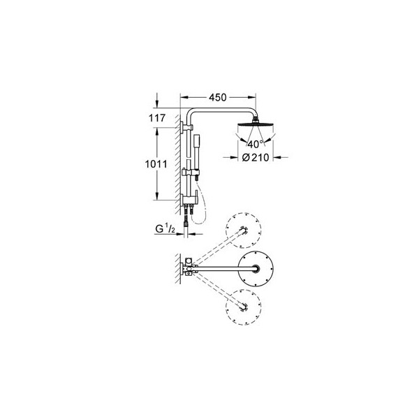 RAINSHOWER SYSTEM - Colonne douche System Douche tête Rainshower Douchette  main Sena - GROHE - e-Novelec