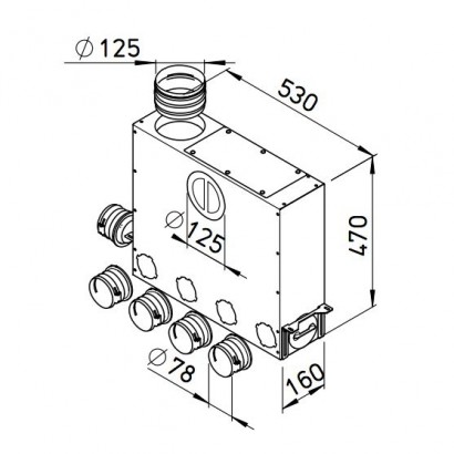 Collecteur universel 4+1 piquages pour conduits ronds Ø 75 mm [- FRS-MVK 4+1-75/125 - Réseau FlexPipe - Helios]