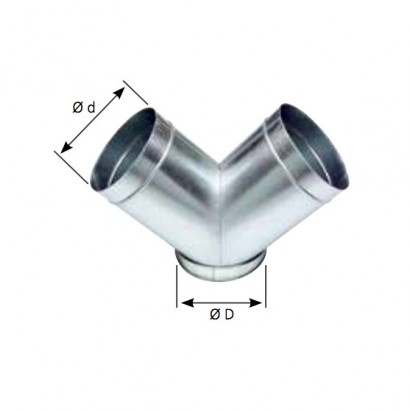 Culotte 45° galva - Ø 80 à 1000 mm [- accessoires galvanisés VMC - Unelvent / Atlantic / Aldès]